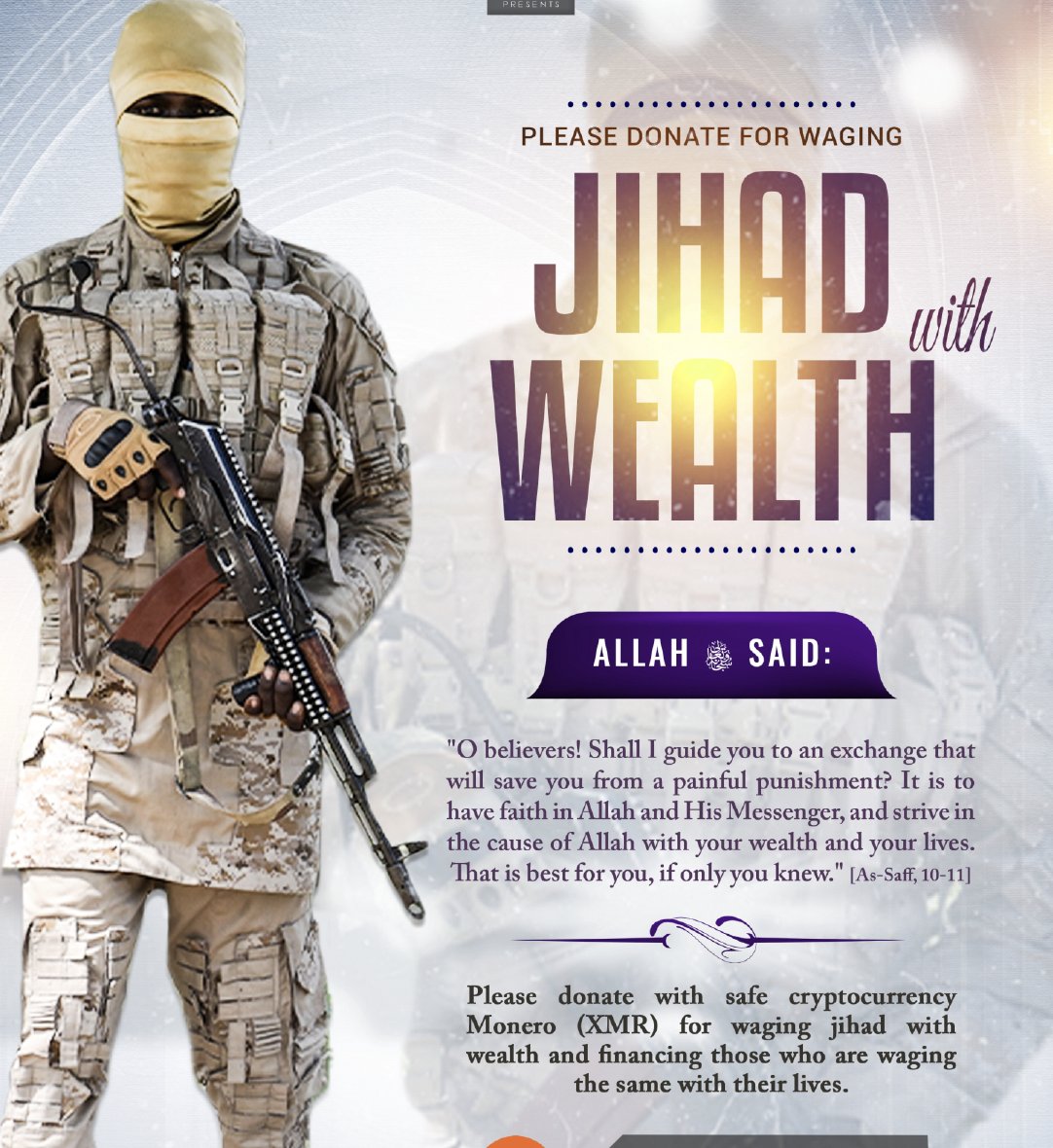 Much like other IS ecosystems, Islamic State Khorasan (ISKP) continues its call for raising money via cryptocurrency. Clearly its deemed as 'safe' by the group's ecosystem, older Hawala methods would never be advertised as such. (from latest VoK issue)