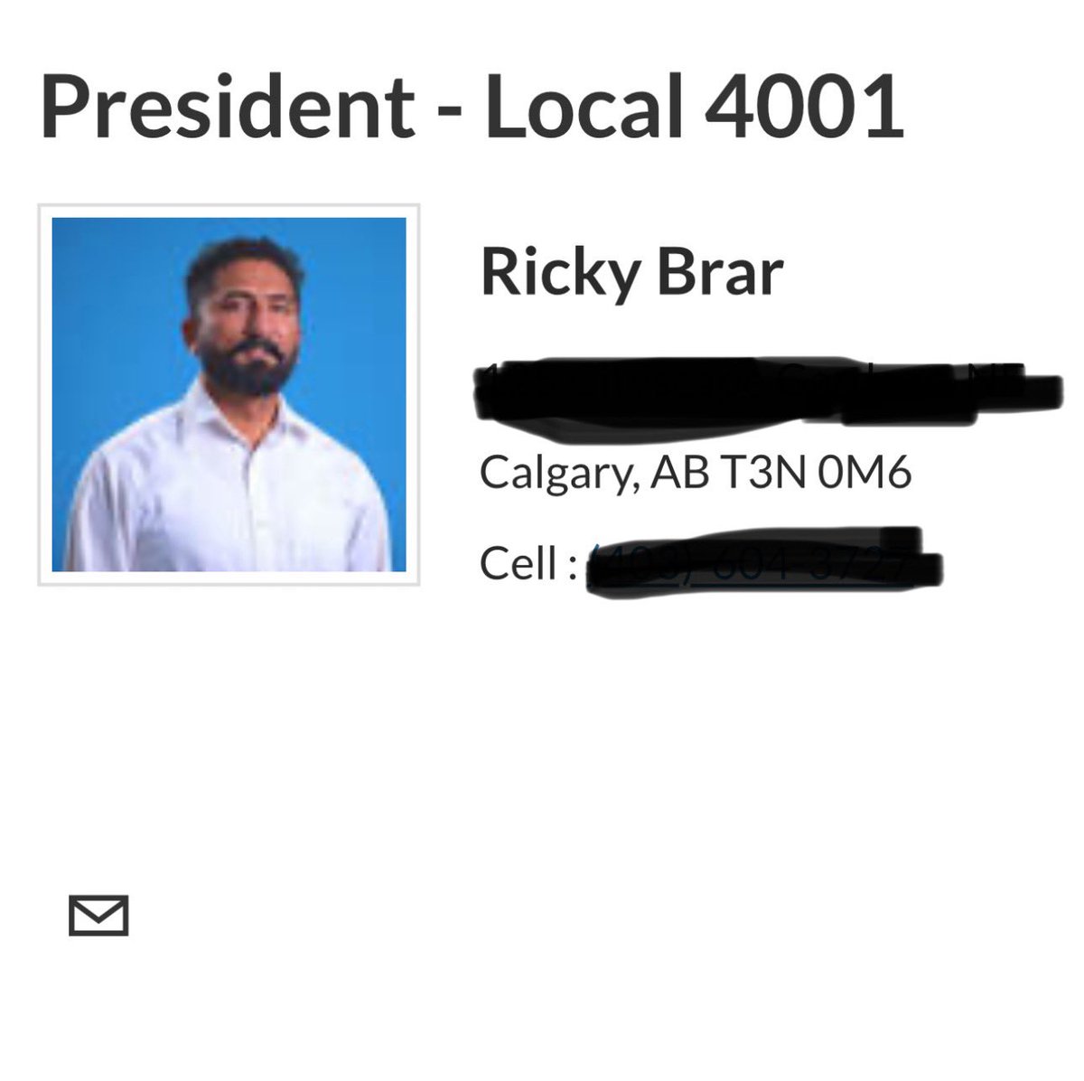 So the president of local 4001 is Ricky Brar. We double checked the unifor website and everything!

/2