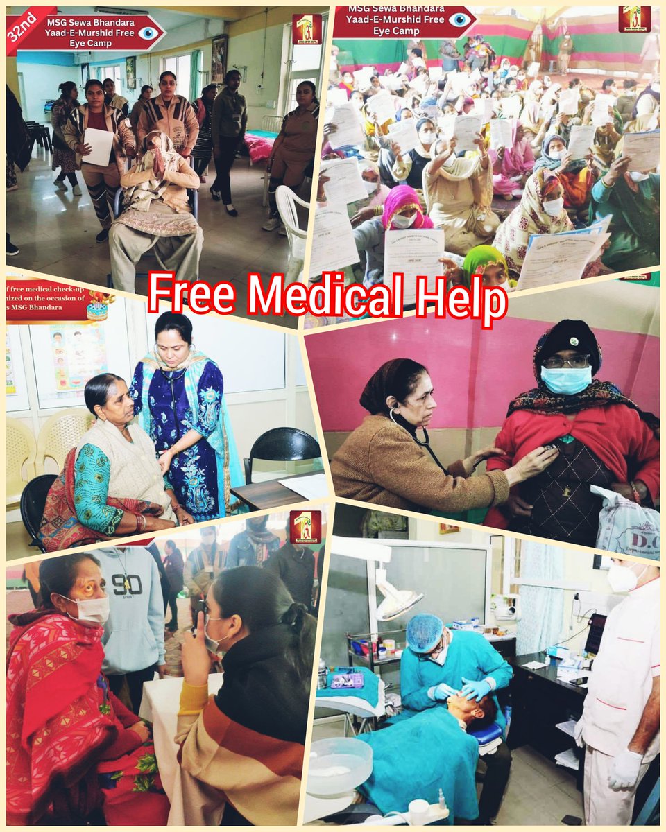 Due to lack of money, poor people are not able to get their treatment. Following the teachings of Ram Rahim, Free medical camps is conducted at Dera Sacha Sauda every month, where super specialist doctors give #FreeMedicalAid and check-up completely free of cost.