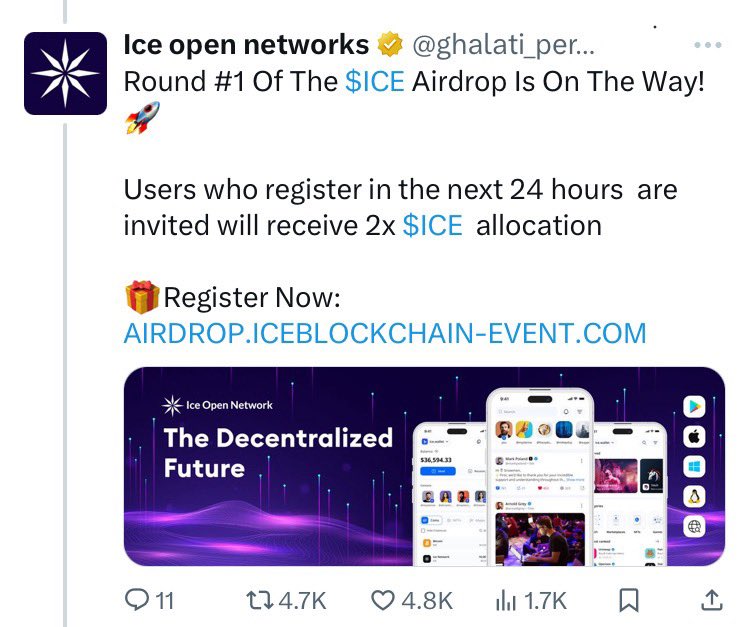 There are many people impersonating @ to scam, even someone buying X's Gold to defraud the #ICE community. We request @ice_blockchain to list these scammers and report them to @x for handling and creating a clean environment for #ICE #IceNetwork #IceOpenNetwork. Please follow me.