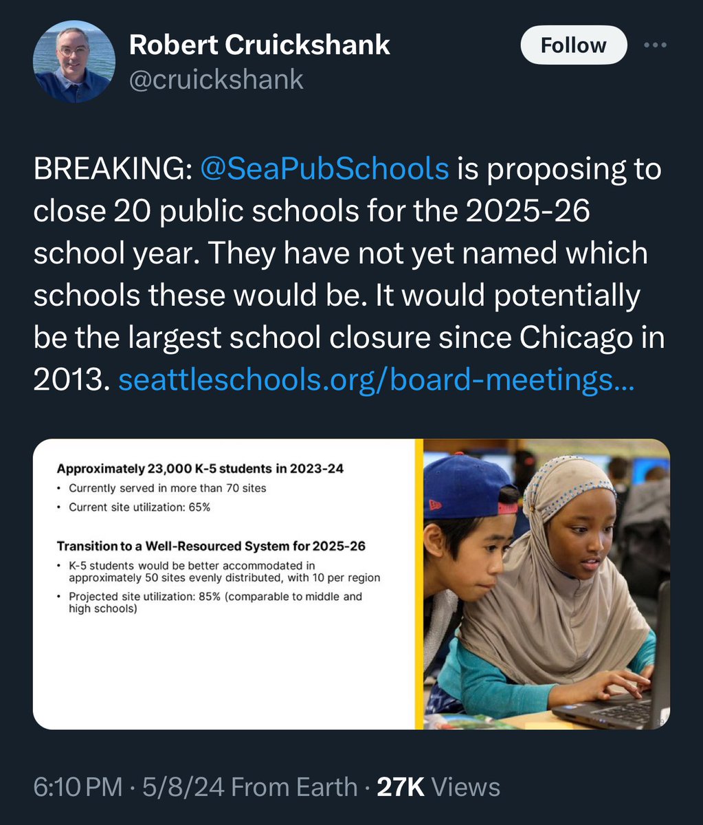 The inevitable result of turning schools into Marxist indoctrination centers. Parents don’t want it. Taxpayers won’t fund it. Yes, even in Seattle, parents want their children to be able to read and do math.