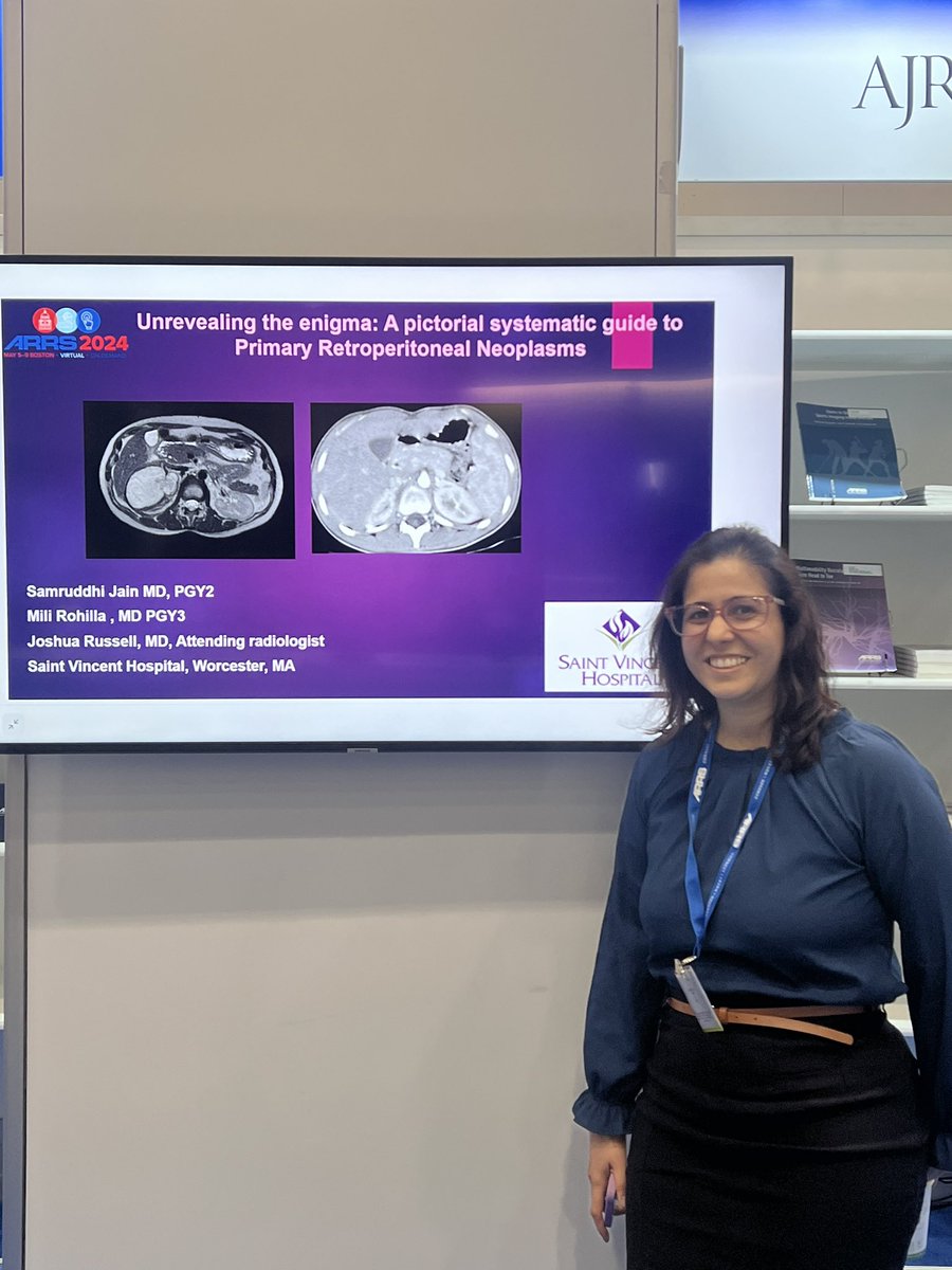 SvHrad's tweet photo. SVH rad residents, Mili and Samruddhi, representing SVH at Annual ARRS 2024 meeting in Boston. https://t.co/2Opu3Hz9YN