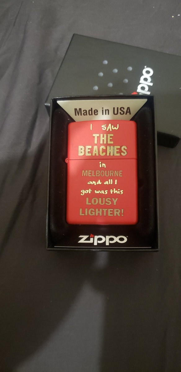 mugicaly's tweet photo. thank you for the amazing show last night @thebeaches !! im really glad i got to give you the lighter i engraved. finally all those years of begging on twitter for yall to come here... paid off. come back soon!!! i owe you all a drink!!!!! https://t.co/SRMy0Nuamp