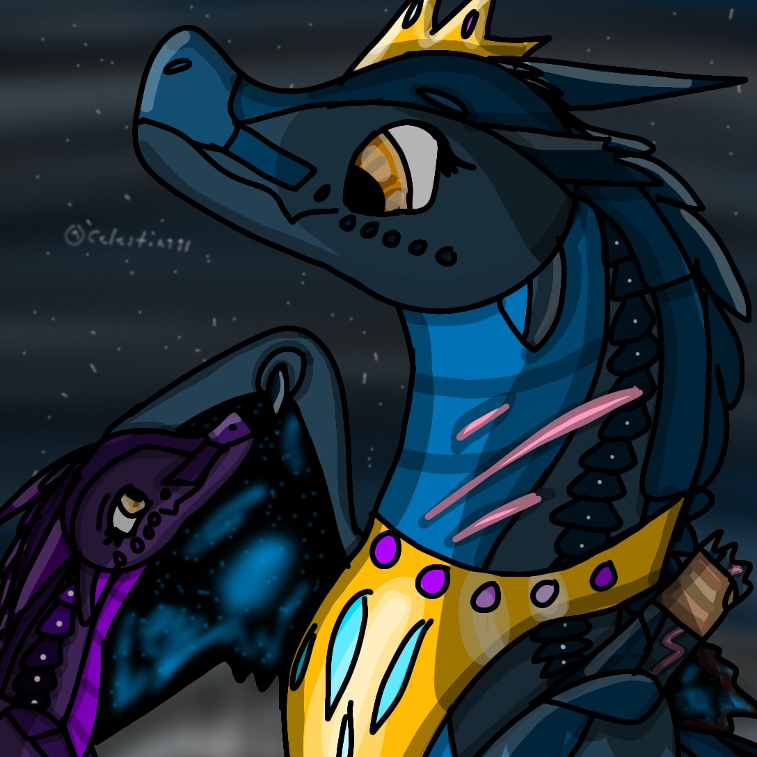 Queen Outlast of the nightwings and her heir Heartful #WingsofFire #wof