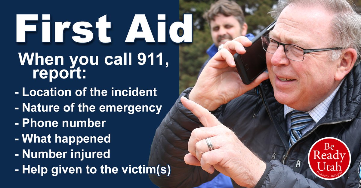 #Prepare to save a life: In an emergency, when you call 911, report location first, then all other pertinent information. #GetInvolved and #BeTheHelp until help arrives. Learn how to help others in emergencies with info from Be Ready Utah: ow.ly/X78Y30siwmf.