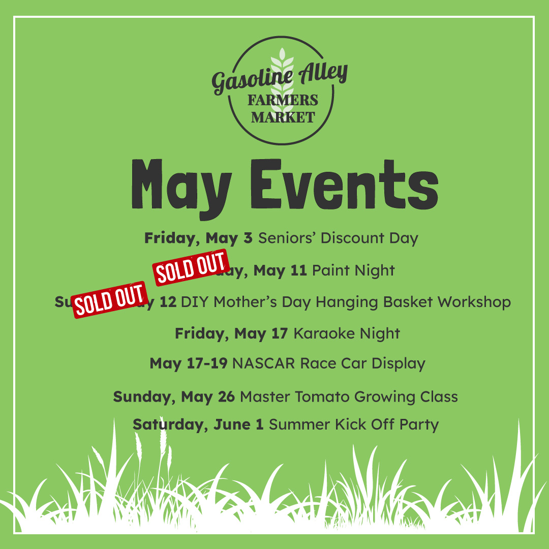 May at the market brings more spring workshops and something a little different!
