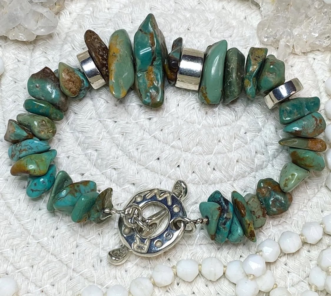 RLM Studio Chunky Turquoise Sterling Silver Toggle Bracelet - 8-8 1/2” - Vintage

ebay.com/itm/1763315232…

#vintagejewelry #bracelet #turquoise #sterlingsilver #giftidea #TreatYourself