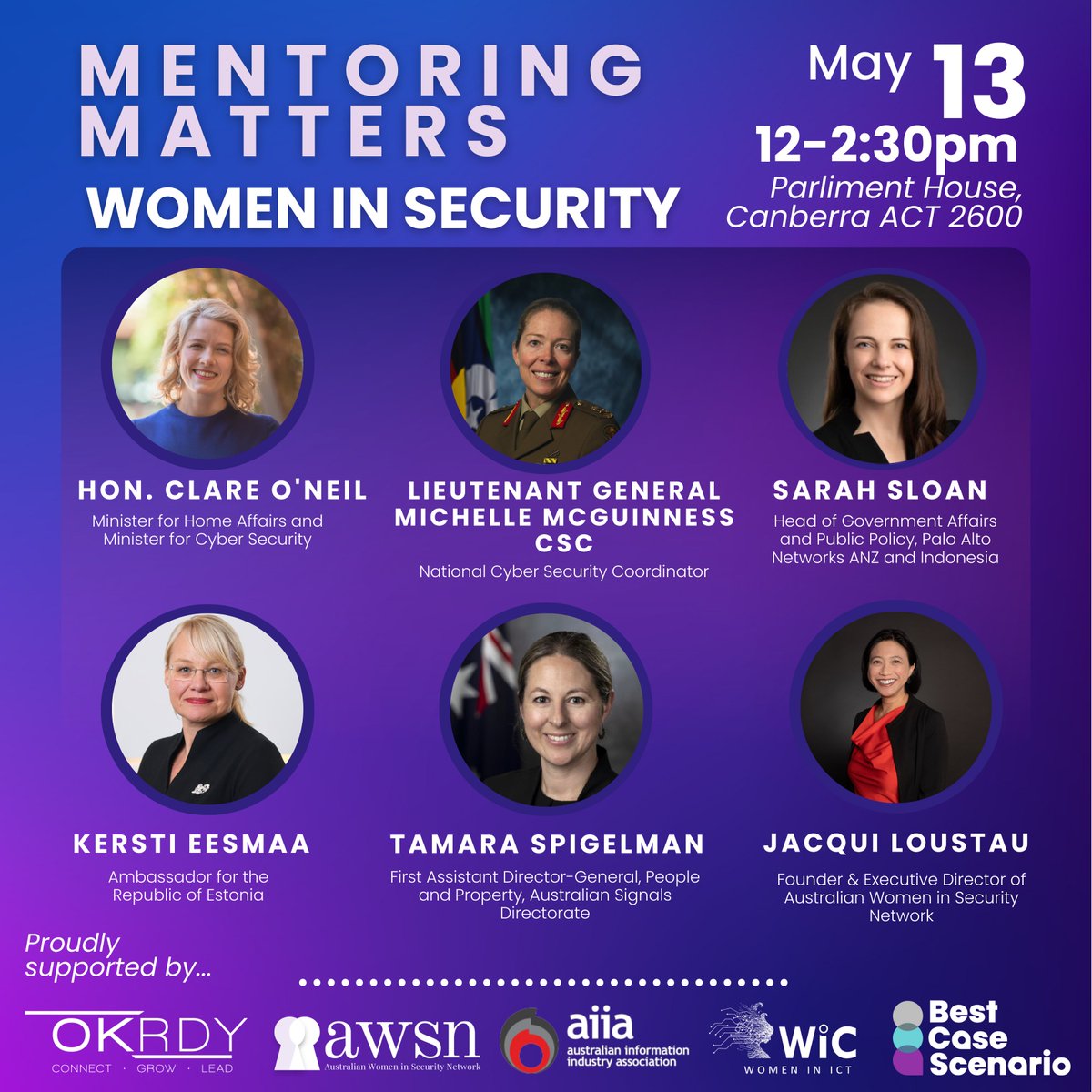 WOW! Superstars of #cyber!

The lineup for #mentoring matters #womeninsecurity is finalised. 

Last chance to grab tickets before they close tomorrow:

tinyurl.com/2u2njmus

#uplift #careers #rolemodels #Australia #security #mentor #mentee