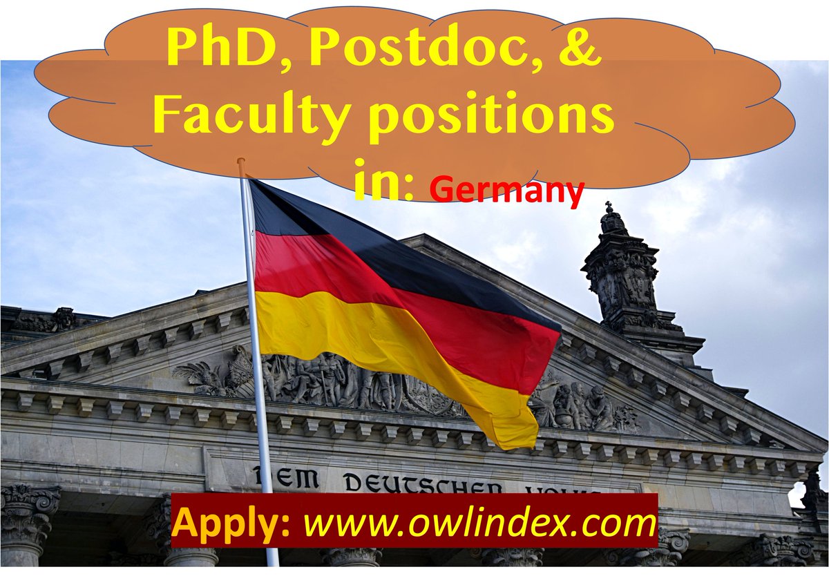 +300 PhD, Postdoc, & Faculty positions in Germany: owlindex.com/oi/QEh03knU #owlindex #PhD #PhDposition #phdresearch #phdjobs #postdoc #postdocs #Assistant #Associate #facultyjobs #facultyrecruitment #University #germany #germanyjobs #germanyjobseeker #germanyvisa
