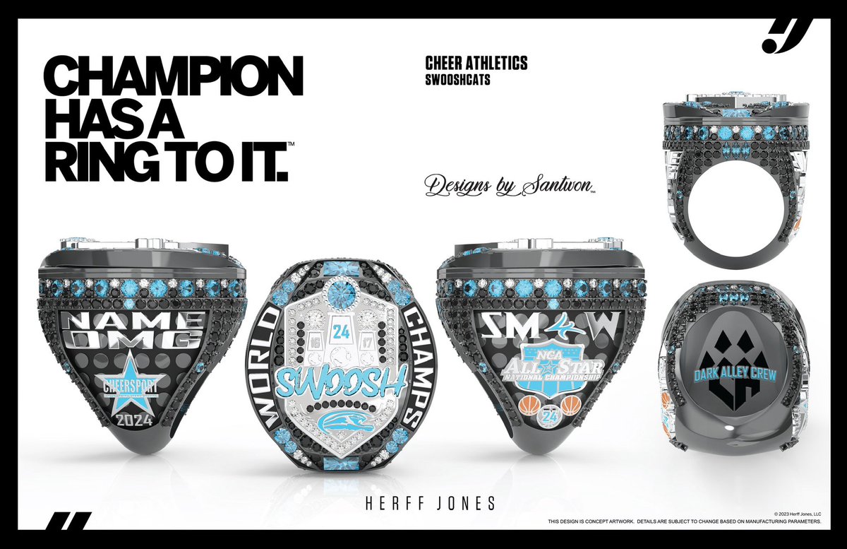 DBSchamprings's tweet image. Ballin on ‘em like SWOOSH, OOOHH MY GAWD!

Congratulations @CheerAthletics @CA_SwooshCats , 
2024 WORLD CHAMPIONS!

#DBSchamprings #designsbysantwon #hjchamprings #herffjones #evolvechamprings #championshiprings #champrings #nationalchampions #worldchampions