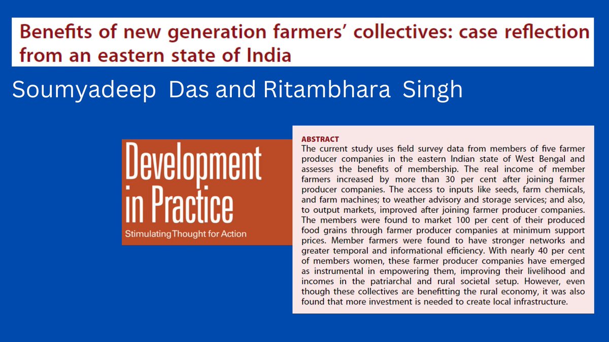 How are the new generation of farmers' collectives benefitting farmers in West Bengal? Soumyadeep Das and Ritambhara Singh investigate: doi.org/10.1080/096145…