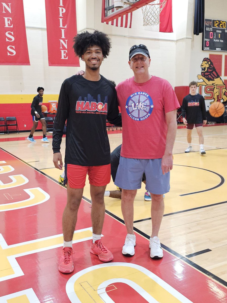 Tonight before our Houston Area Basketball Coaches All-Star game.  Jerrick Guidry represented Clear Lake so well as he always does.  Last time in a Lake uniform, but on to great things next year at Adams State! #wingames