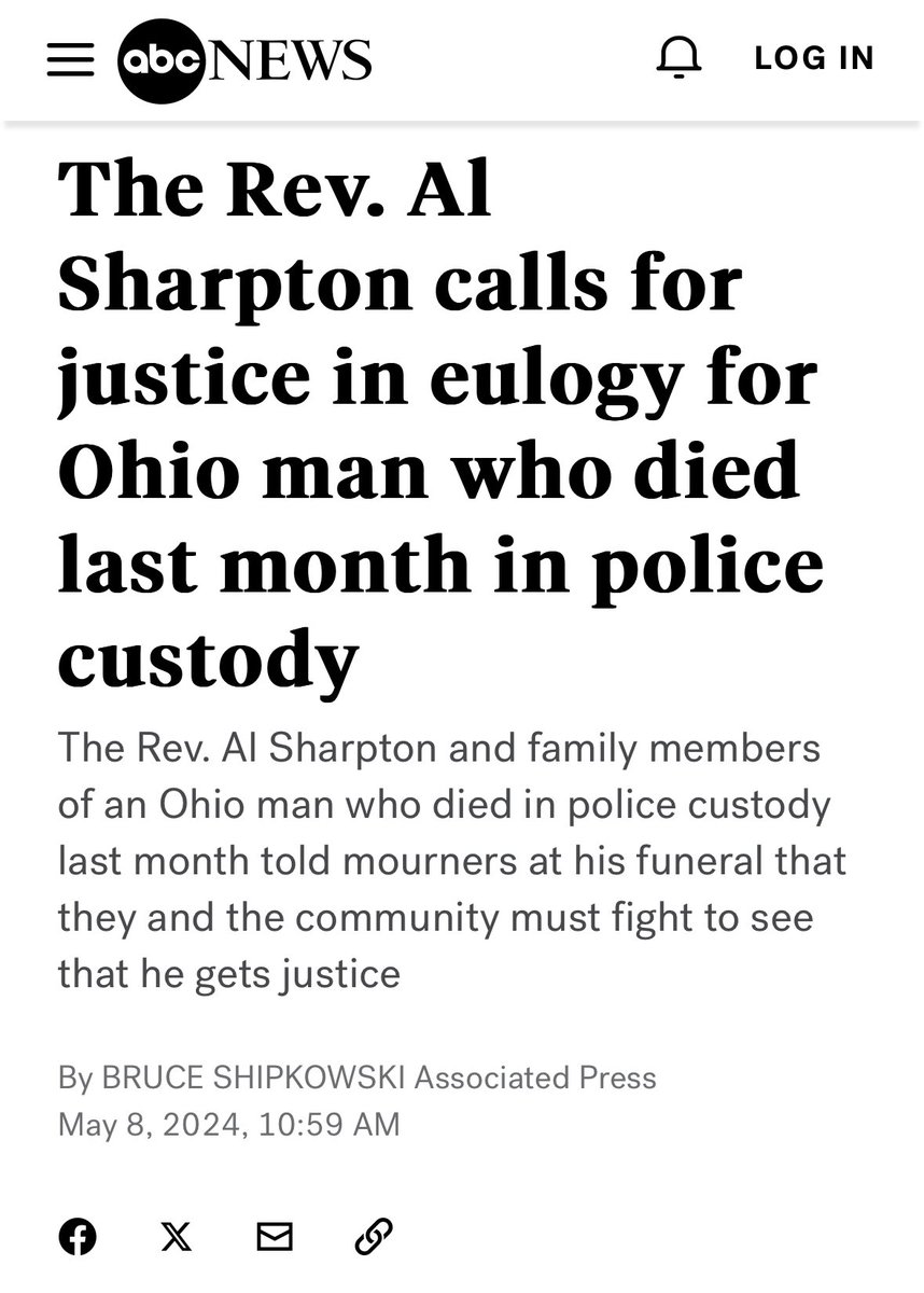 The Rev. Al Sharpton calls for justice in eulogy for Ohio man who died last month in police custody. The Rev. Al Sharpton and family members of an Ohio man who died in police custody last month told mourners at his funeral that they and the community must fight to see that he…