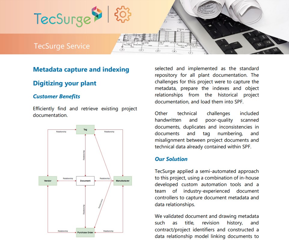 Capture #metadata and build an object relationship data model from #legacy and existing project documents and drawings. #Validate and upload indexed content into #SmartPlant Foundation. Let's talk: #InformationManagement #DataManagement #SPF
tecsurge.com/work-examples/… #tecsurge