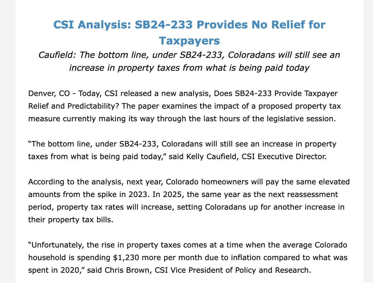 Amazing how much Colorado conservatives (with plenty of help from Dems) have succeeded in defining the terms of this debate, to the point where the widely-applied standard is whether property taxes are being increased *at all*.
