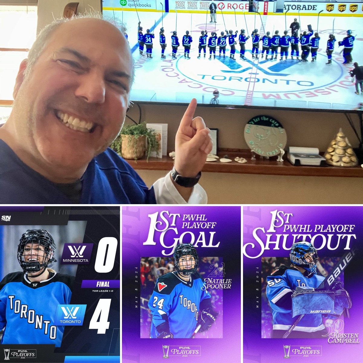 That’s one, 5 more to go. Thank you 🥄 <a href="/natspooner5/">Natalie Spooner</a>, 🥣  <a href="/Soupy_35/">Kristen Campbell</a> and y-@pwhl_toronto, what a game! 🏆🏒🙌🏼😃💙💜

#PWHL
