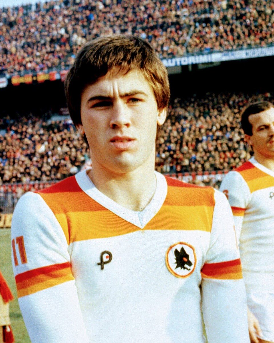 wafaALshebani's tweet photo. A young Carlo Ancelotti with an amazing AS Roma. 
Always been clear as a player and as a coach.
Carlo Ancelotti, the Italian, former AS Roma player, will have his chance to win it with Real Madrid in the Champions League Final against Dortmund.
 #Carlo 💛❤️🇮🇹
@MrAncelotti #ASRoma https://t.co/8xCtrDu4FE