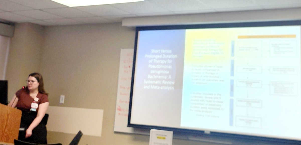 Following the trend of shorter is better, our ID pharmacist,  Alina Viteri, discusses long vs short duration of therapy in pseudomonas and cdiff infections! This is a tricky one , we appreciate the great presentation and will look forward to more studies on these #idtwitter