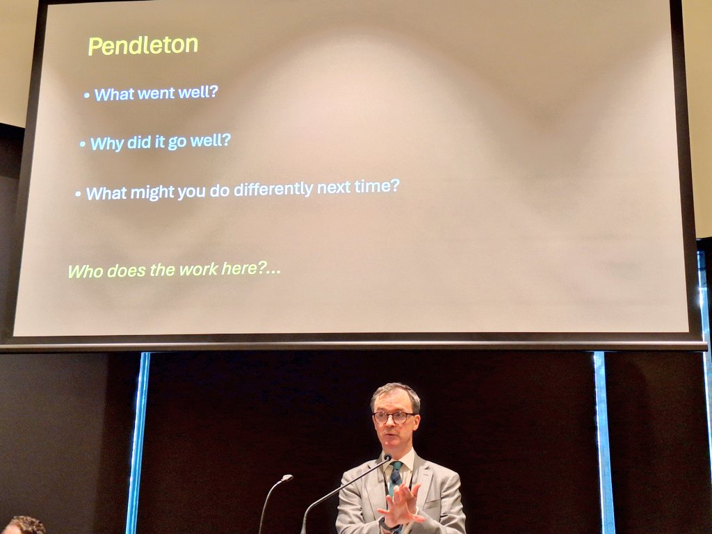 Pendleton is a powerful method of #feedback when done well BUT in adverse events in aviation it is forbidden to ask for reflection directly after an adverse event until the emotional debrief has occurred- and we don't do that in medicine yet. @pdbyrne #JustCulture #MedEd #RACS24