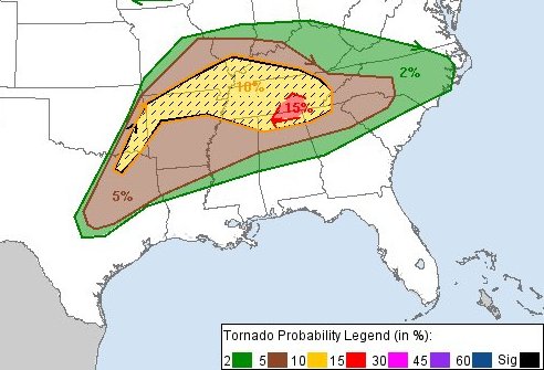 Storm Prediction Center - Day 1 Tornado Outlook (5/8/2024).