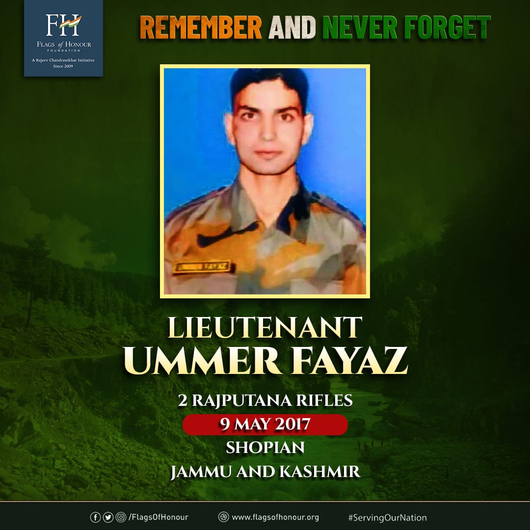 #OnThisDay 9 May in 2017, Lt Ummer Fayaz, 2 Rajputana Rifles, was abducted barely a kilometre away from an Army post & killed in a targeted attack by terrorists at Shopian, J&K #RememberAndNeverForget their supreme sacrifice #ServingOurNation