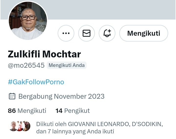 Assalamu'alaikum semua Yuk salfol #GakFollowPorno Monggo follow smua akun yg dipromot y. Buat yg difollow, jgn lupa folbek y. @FaizFairuz45551 @mo26545 @Bayi_Nepotisme @RigelAlfat19 @rohta_julian @almaidah_21 @bangS41D_ @Tak4daWaktu @saepulerdogan @Manuk_Emprit76 🔁❤