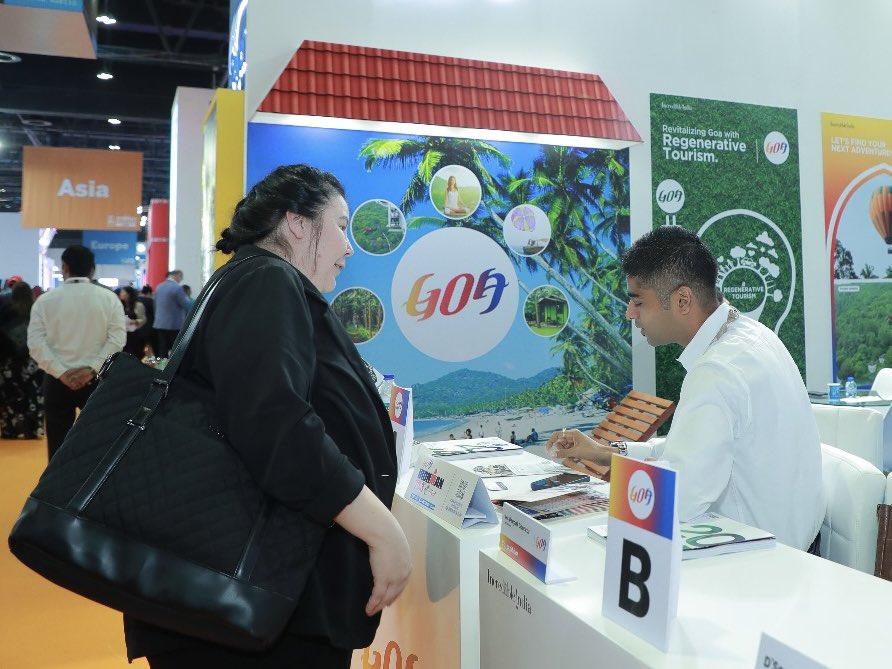 TourismGoa's tweet photo. Team #IM703Goa and Yoska are at the Dubai World Trade Center as co-exhibitors with @GoaTourism at the #ATM. If you happen to be in Dubai, visit Stand No: AS7259 at the Dubai World Trade Centre to discover how Goa is rapidly becoming an International #SportsTourism destination. https://t.co/yvPU8osmTJ