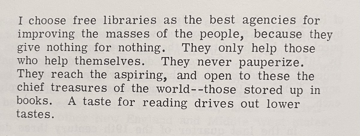 Andrew Carnegie in his own words on why he chose libraries as his philanthropic endeavor.