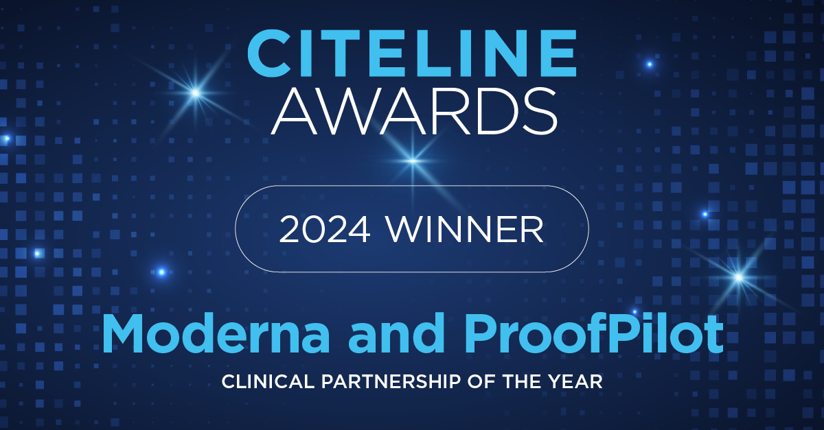 Our final Award of the evening has been handed to Moderna and ProofPilot, winners of the Citeline Award for Clinical Partnership of the Year! Congratulations to all of tonight’s winners! #CitelineAwards ow.ly/b6Oi50Rzcqb