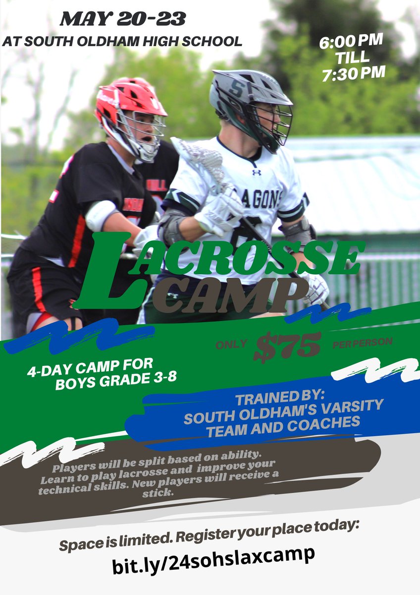 S_O_Lax's tweet image. Youth camp is coming up! Get registered today! Contests and giveaways daily! Link to register: bit.ly/24sohslaxcamp
#southlax #ΣΟΕ #wbd #LND #DMGB #reloadrepeat#rentisdue #greenmachine