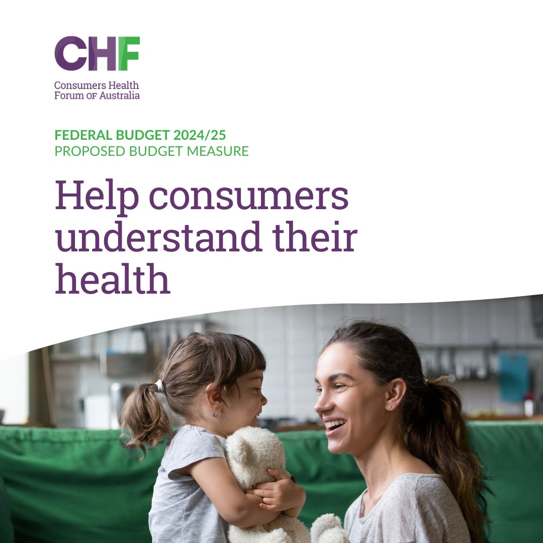 It's vital that Australian consumers to be given the opportunity to understand their own health.

CHF recommends the Federal Government fund $5 million to implement community education sessions. Read more here ow.ly/piHT50RA0kf 

#FederalBudget