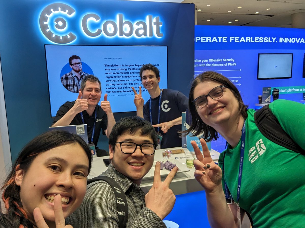 HEYYYYYY @COBALT_IO WE LOVE YOU, YOU'RE A GREAT SPONSOR

Happy to run into you guys at RSA Conference! Hopefully we'll see you all again soon (we'll bring maple syrup)!