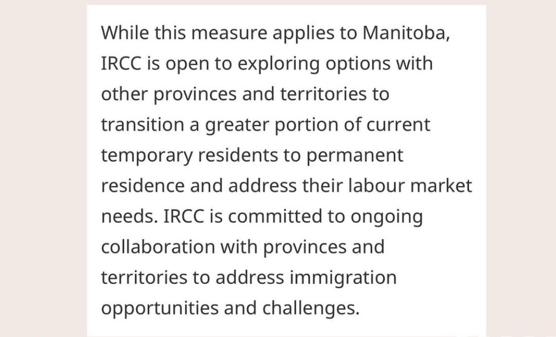 IRCC is open to the idea of extending it to other provinces