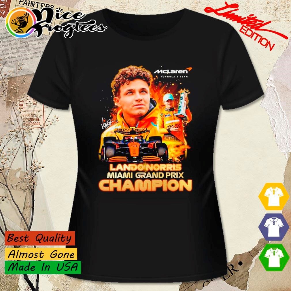 Mclaren Formula 1 Team Lando Norris Miami Grand Prix Champion signature shirt
#Mclaren #LANDONORRIS #Miami #PrixLiberté #Champion #signature #shirt
Buy this shirt: nicefrogtees.com/product/mclare… 
Home: nicefrogtees.com