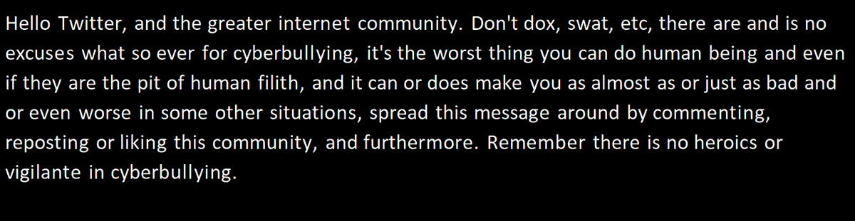 #EndCyberbullying #EndCelebrityCancelCulture Regarding Twitter, And Greater Internet Community