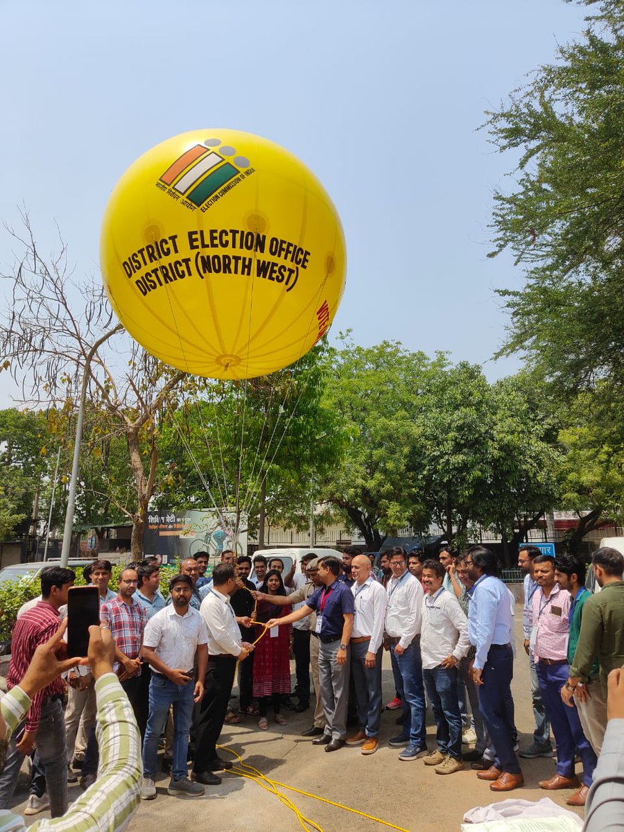 A successful launch of the election awareness balloon was executed at District Election Office, North-West Delhi by respected DM. The event aimed to raise awareness about the importance of civic participation and voting in the upcoming LS election. @CeodelhiOffice @ECISVEEP