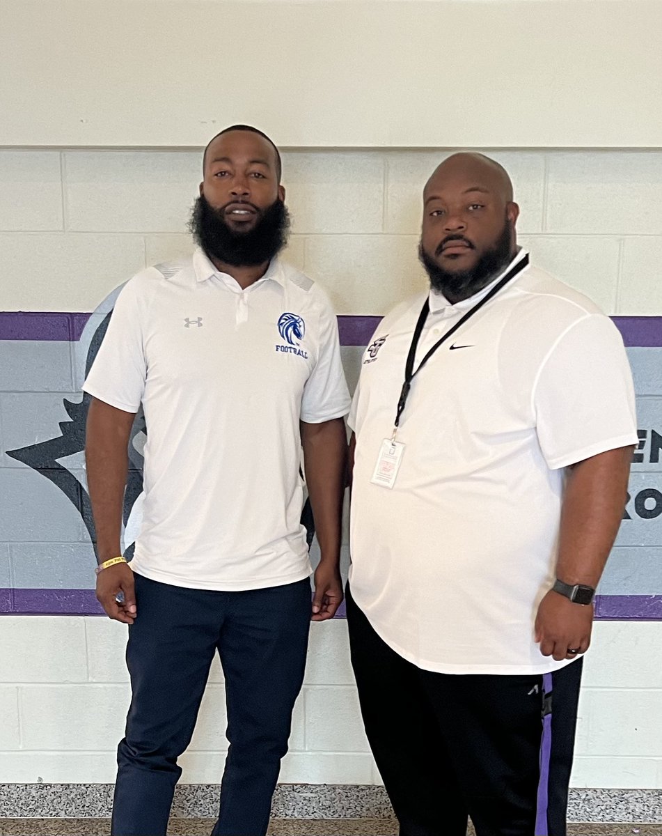 Honored to have another great round of collegiate coaches join us today @SouthGarnerHS. Thank you @CoachKhub from @CatawbaFootball, @Coach__Lal from @WVUfootball, @CoachJMann919 from @TroyTrojansFB, and @CoachBunn_ from @Fsubroncos_fb for stopping by to recruit our guys!!