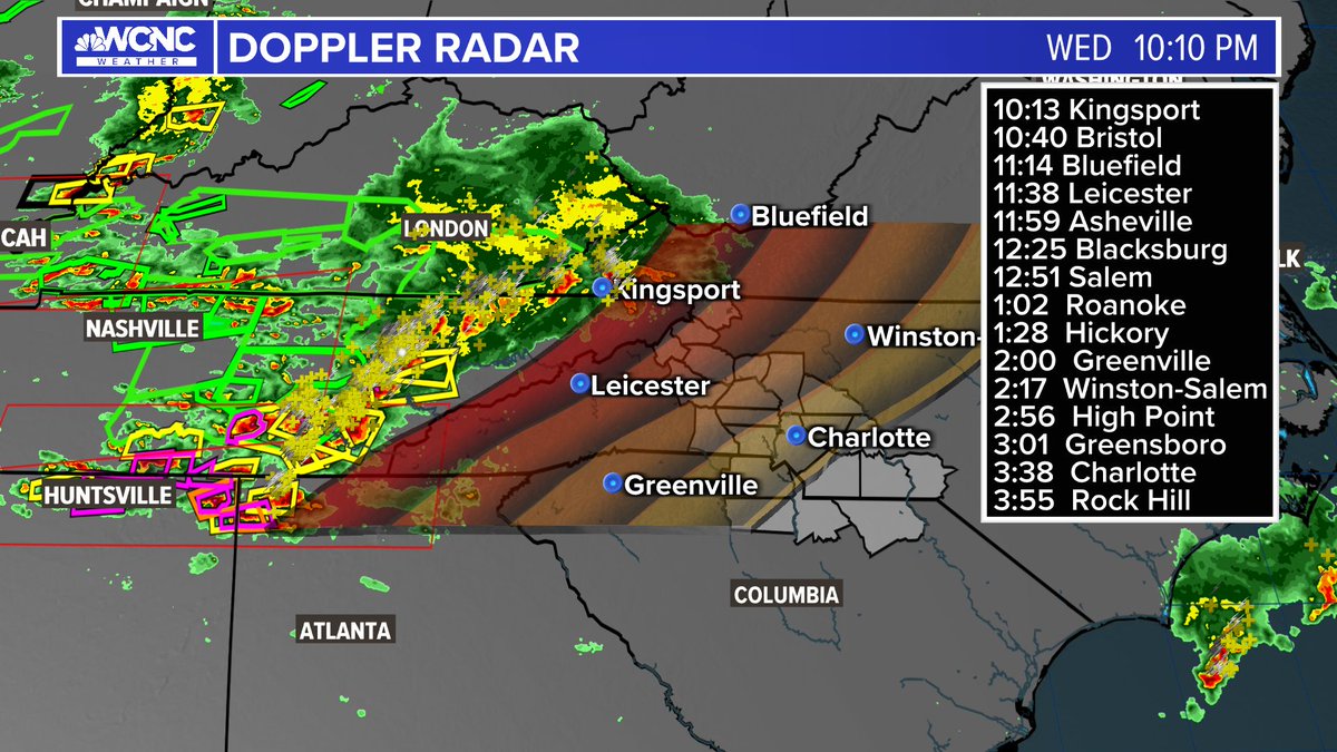 Here's the track of round two based on the current movement. #cltwx #ncwx #scwx #wcnc