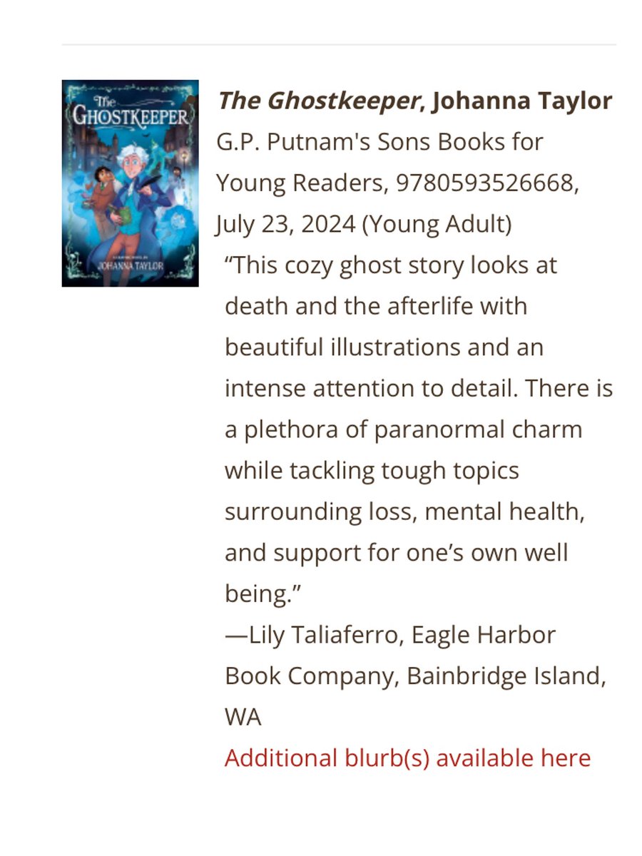 INDIE BOOKSELLERS, THIS ONE’S FOR YOU!! 📚 THE GHOSTKEEPER made the American Booksellers Association list for 'Indies Introduce' Summer 2024!! 🤩🤯👻