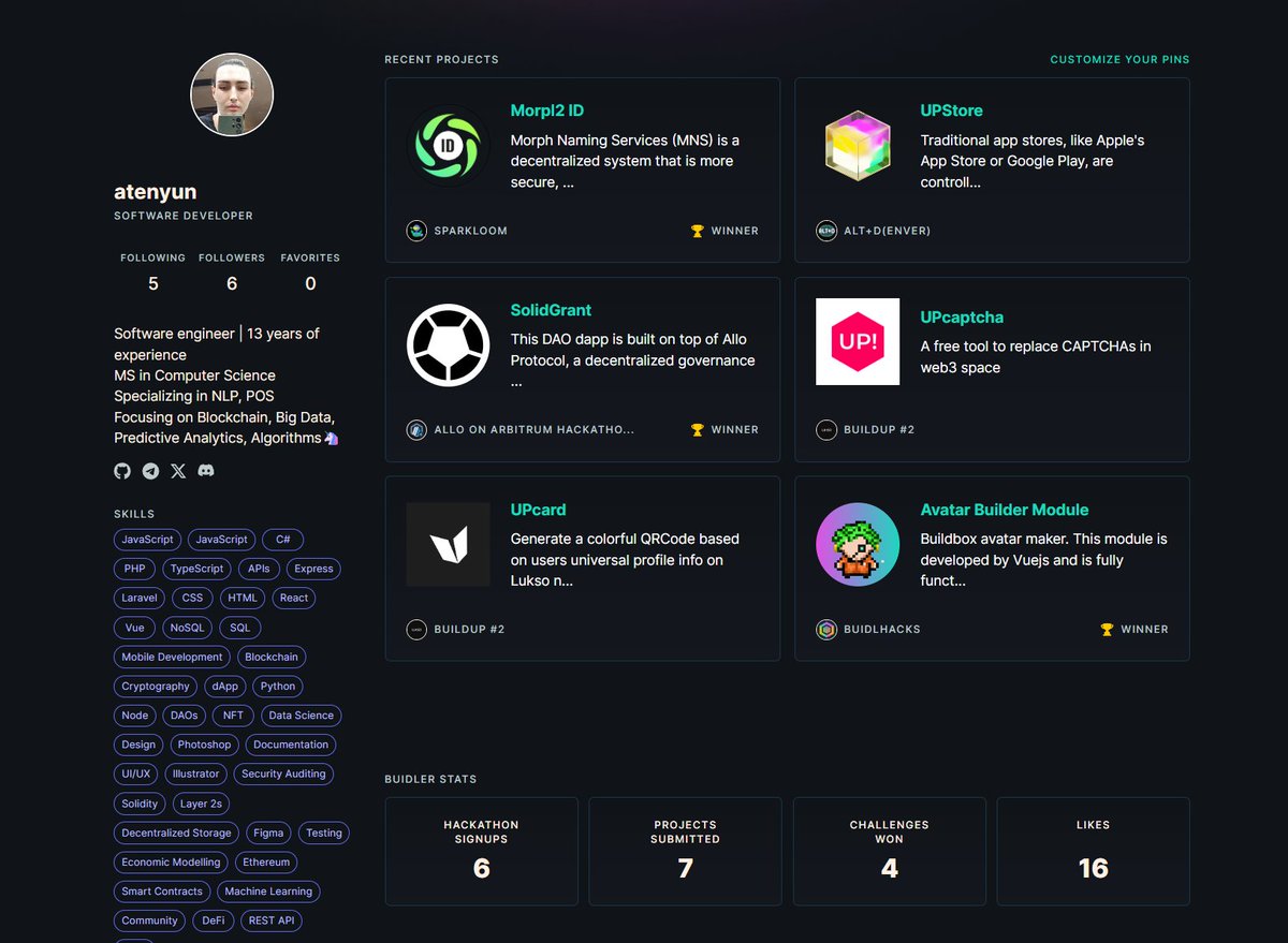 I have shared my @buidlbox profile dashboard with a recruiter on LinkedIn without the need to send any resume files! It's amazing how this page can make the recruitment process easier and more efficient!🚀🧑‍💻

My profile link:
app.buidlbox.io/buidler/atenyun

#hackathon #web3 #web3jobs