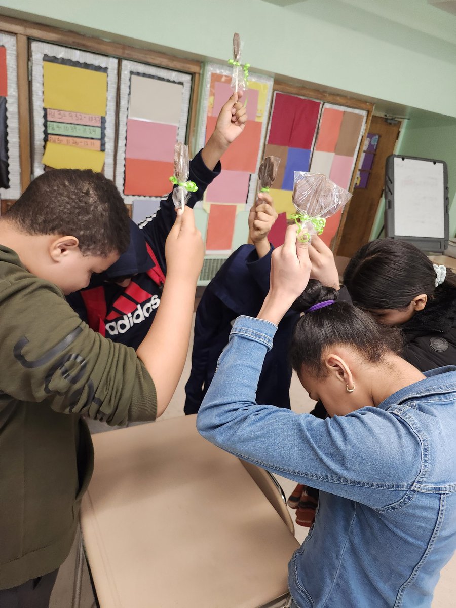 Can you ask for a better group of students? Huddled and created postive energy to pump one another up after they completed their 1st middle school math state exam on the computer. Bonus- I gave them four leaf clover chocolate lollipops for good luck and for trying their best.