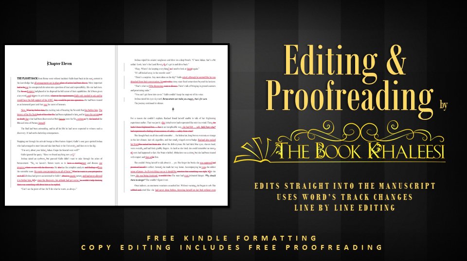 PROOFREADING and EDITING Services
thebookkhaleesi.com/2016/08/afford…
You're already a storyteller. That's more than enough.
Leave the technicalities to us. 👍

#WritingCommunity
#Editing #Proofreading #Copyediting
#Authors #Editor