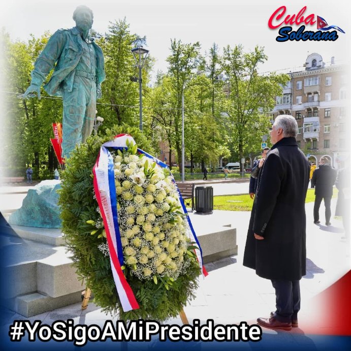 Un homenaje a #FidelPorSiempre del Primer Secretario del CC del <a href="/PartidoPCC/">Partido Comunista de Cuba</a> y Presidente de la República de #Cuba en nombre del Pueblo cubano en su visita a #Rusia