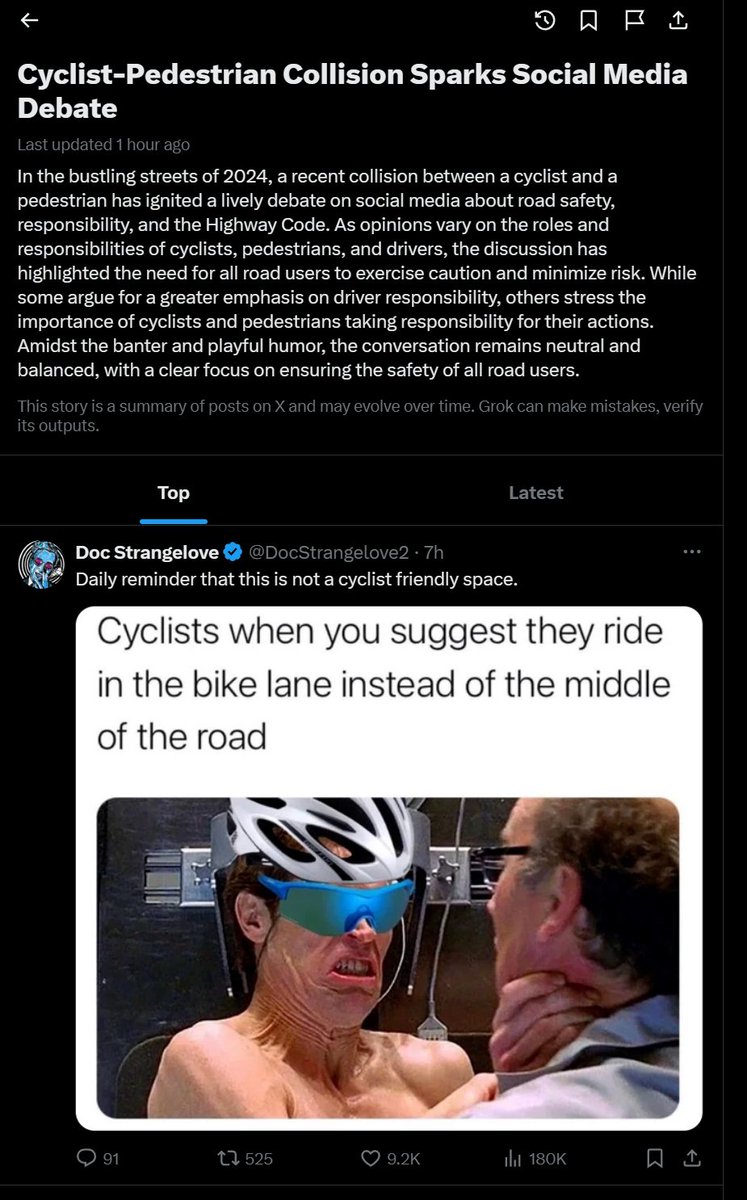 >article on cyclist discussion >top post is mine shitting on cyclists Tactical Cyclist Hater Victory