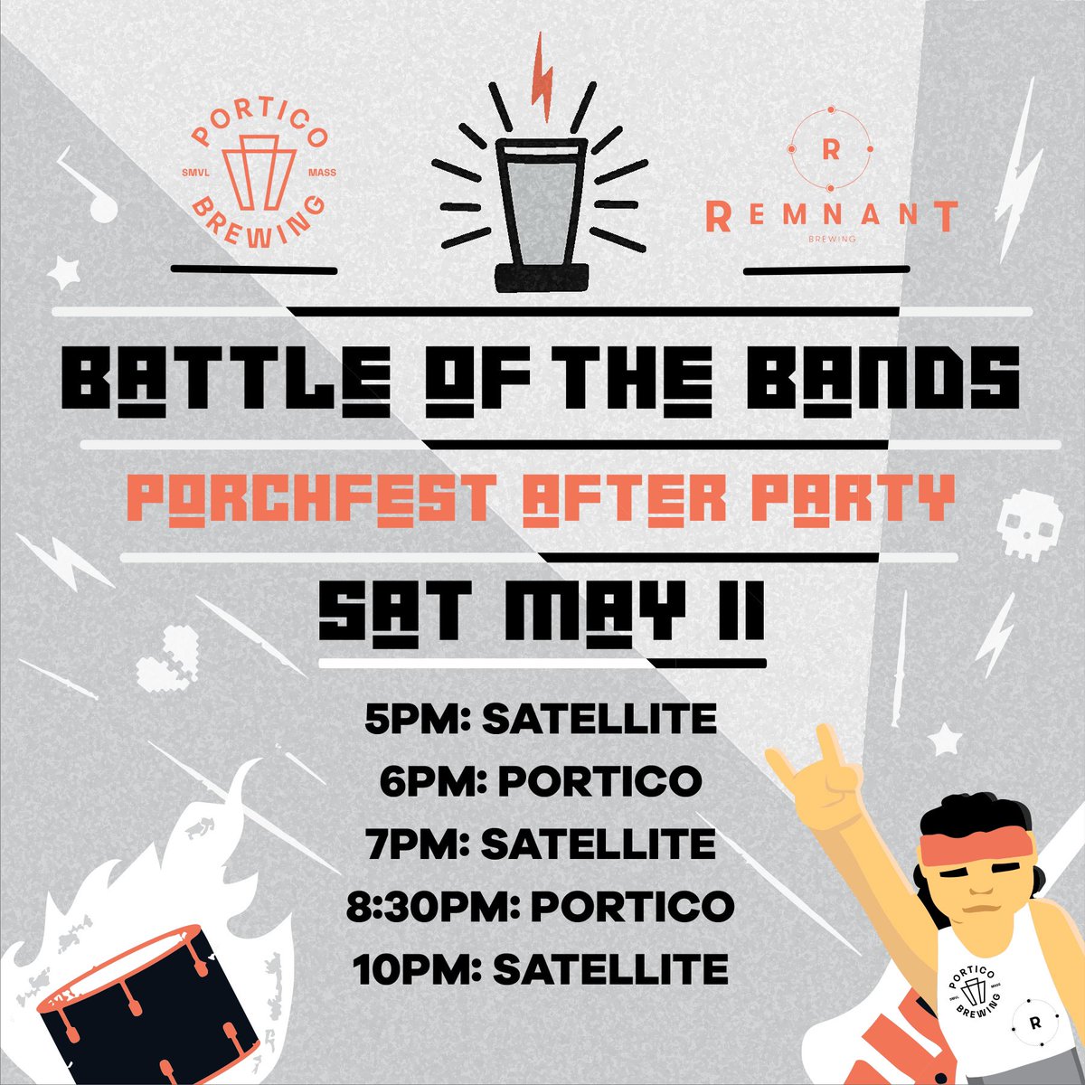 Hi. We’ve been a little cagey about our plans for #SomervillePorchfest this year because we were working on something cool. That cool something is this! We’re the 10pm band. Let’s dare to be stupid. See you there for the afterparty! @remnantbrewing @PorticoBrewing