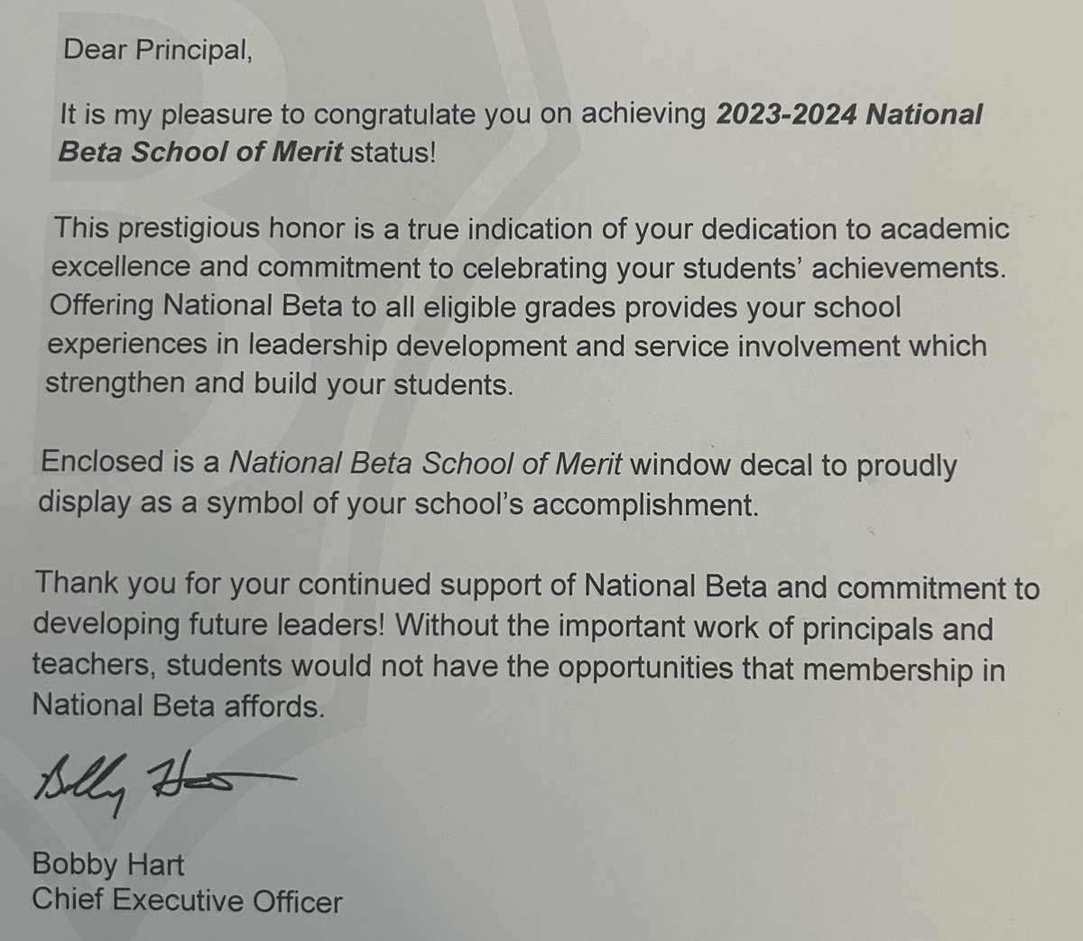🏅We're thrilled to share that our school has been awarded National Beta School of Merit status 🌟 It's a testament to the hard work and dedication of our students, teachers, and staff. Let's continue to strive for greatness together! #Beta #ExcellenceInEducation