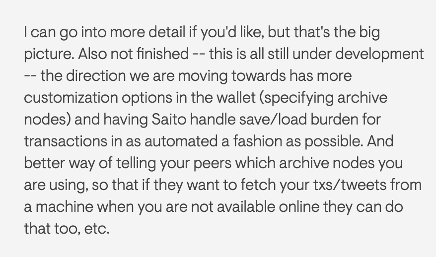long tweet on RedSquare about how Saito handles saving and loading transactions in a P2P network with peers hosting content for each other so that app developers don't need to worry about where stuff is saved and how to get it.
