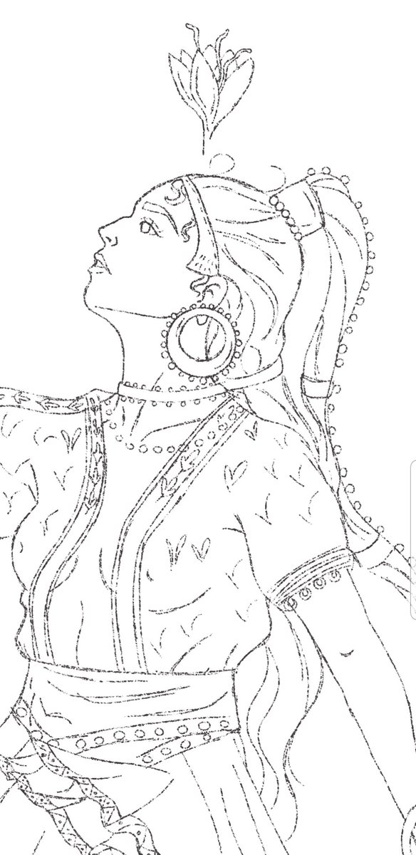 My sketch inspired by the Minoan Saffron Goddess fresco 🏺