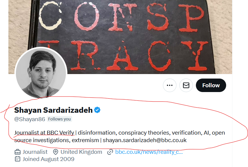 No. There will be no reciprocal follow. The BBC is one of the biggest spreaders of disinfo on the planet.