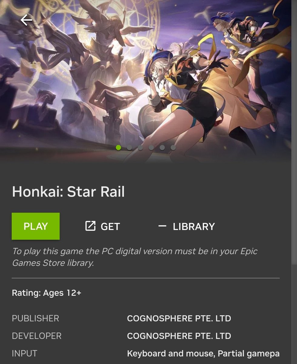 good news: hsr's finally on gfn not so good news: it opens the epic games launcher and is very annoying to get through cuz of the slide verification. it doesn't seem to have mobile controls enabled too (so either u play it on ur desktop or struggle using the gamepad)